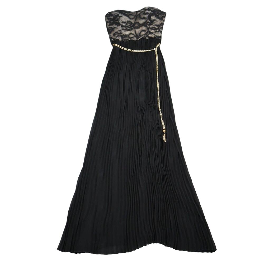 Jacaranda Dress Womens S Black Strapless Belted Chiffon Long Formal Gown